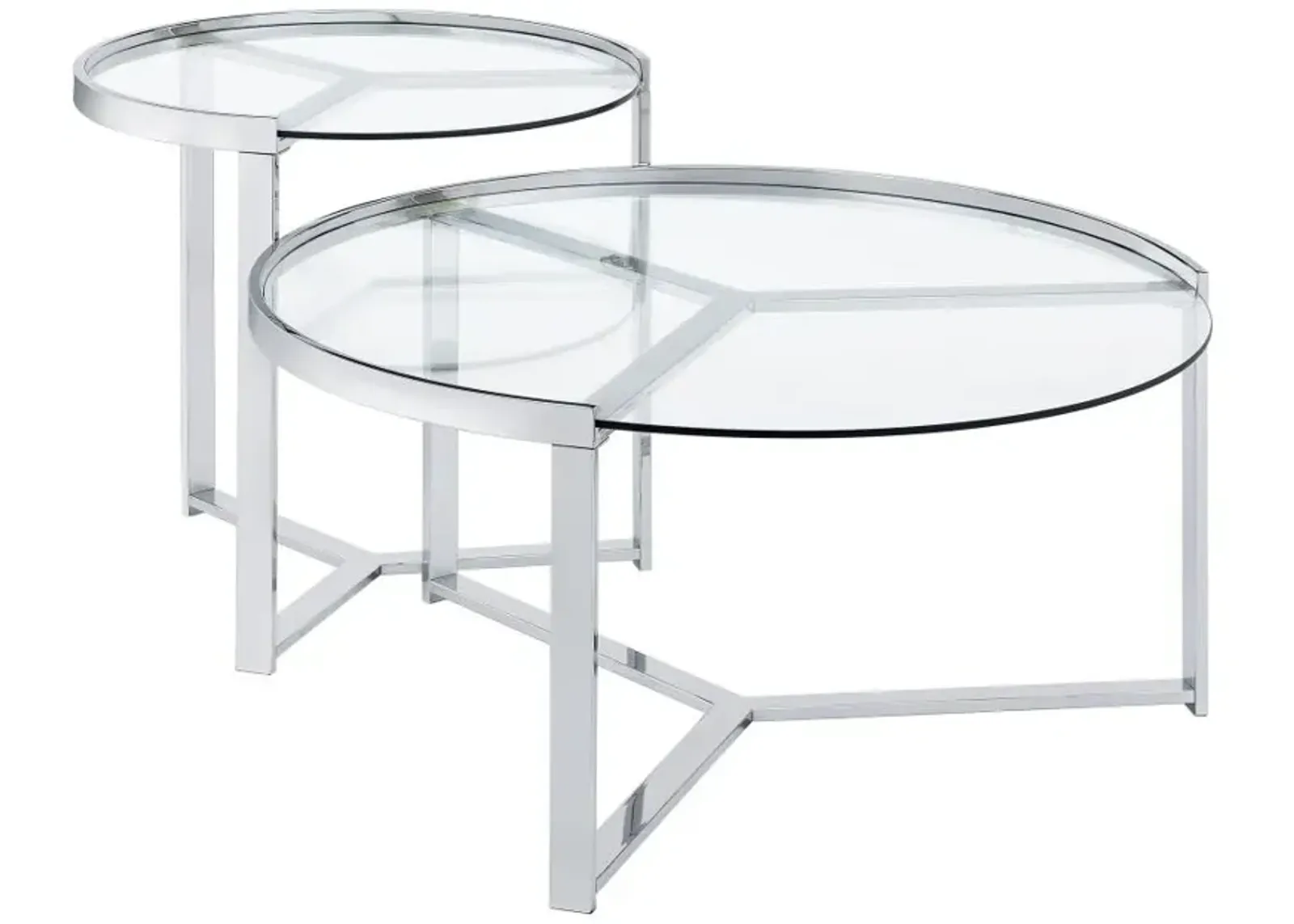 Delia 2-Piece Round Glass Top Nesting Coffee Table Clear and Chrome