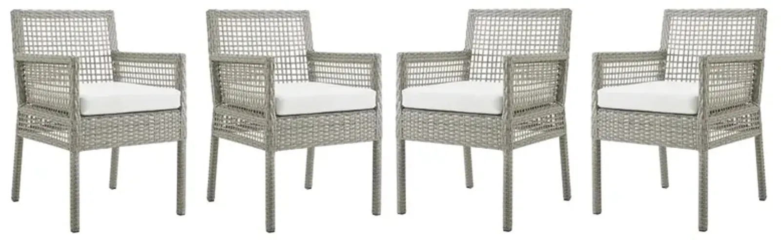 Aura Dining Armchair Outdoor Patio Wicker Rattan Set of 4