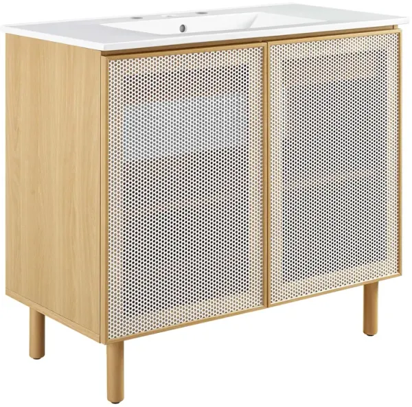 Calla 36" Perforated Metal Bathroom Vanity by Modway