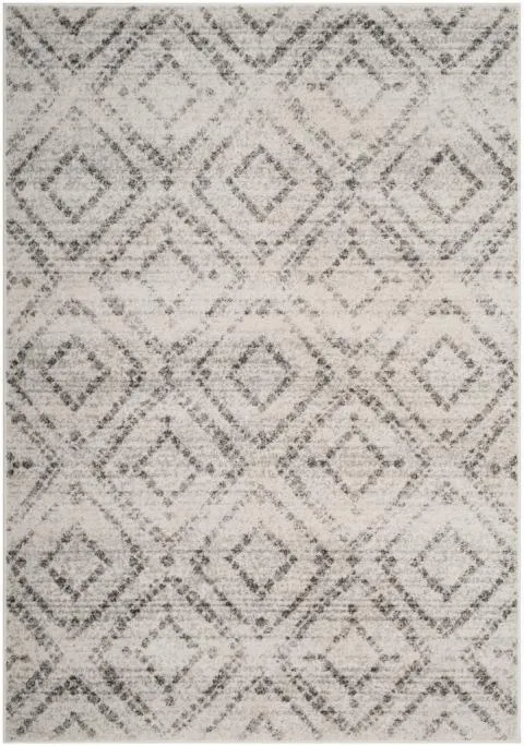 Adirondack Contemporary Light Grey / Grey 3' X 3' Round Powerloomed Rug