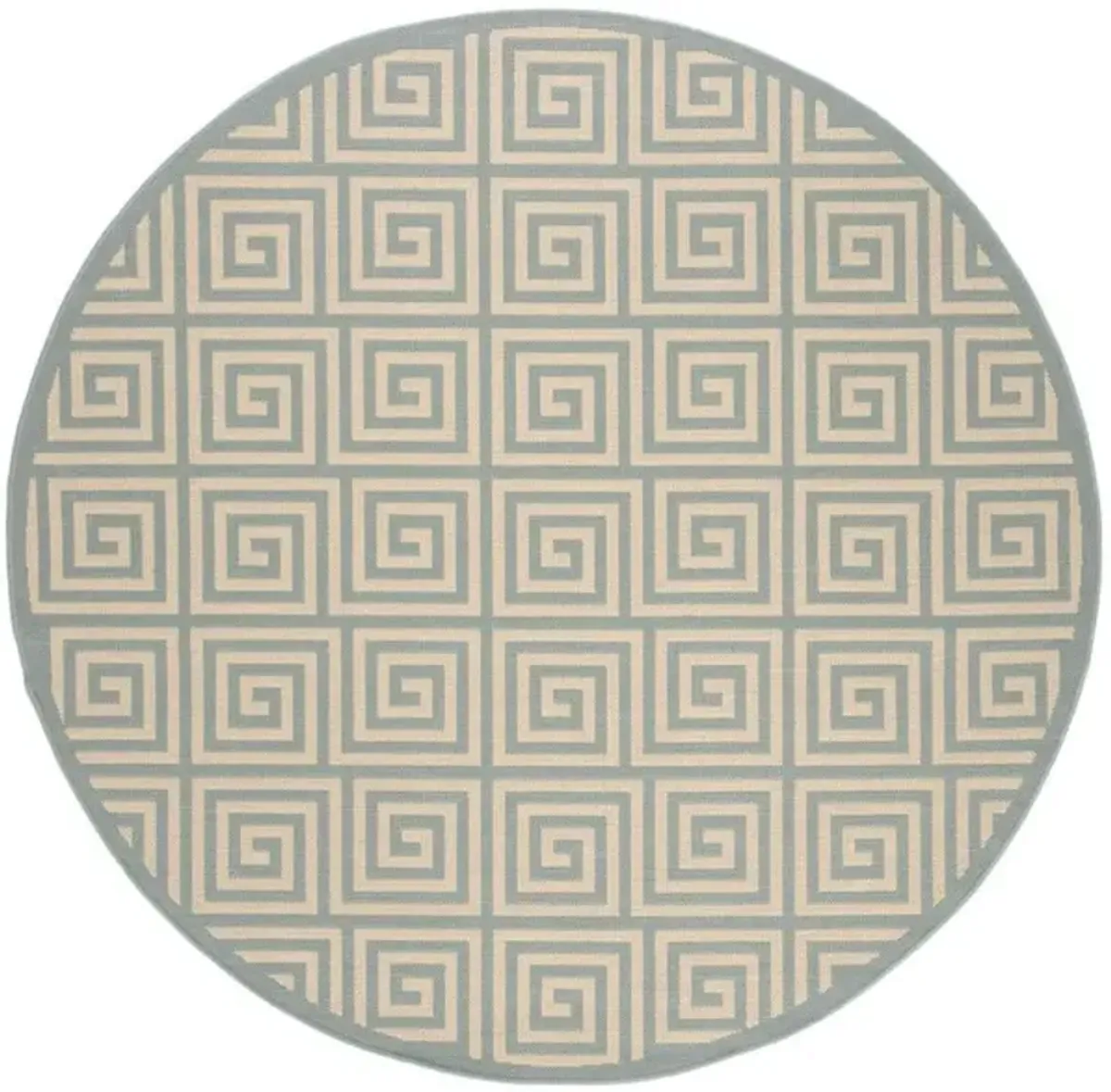 LINDEN 129 Collection LND129L-6R Cream / Aqua 6'-7" X 6'-7" Round