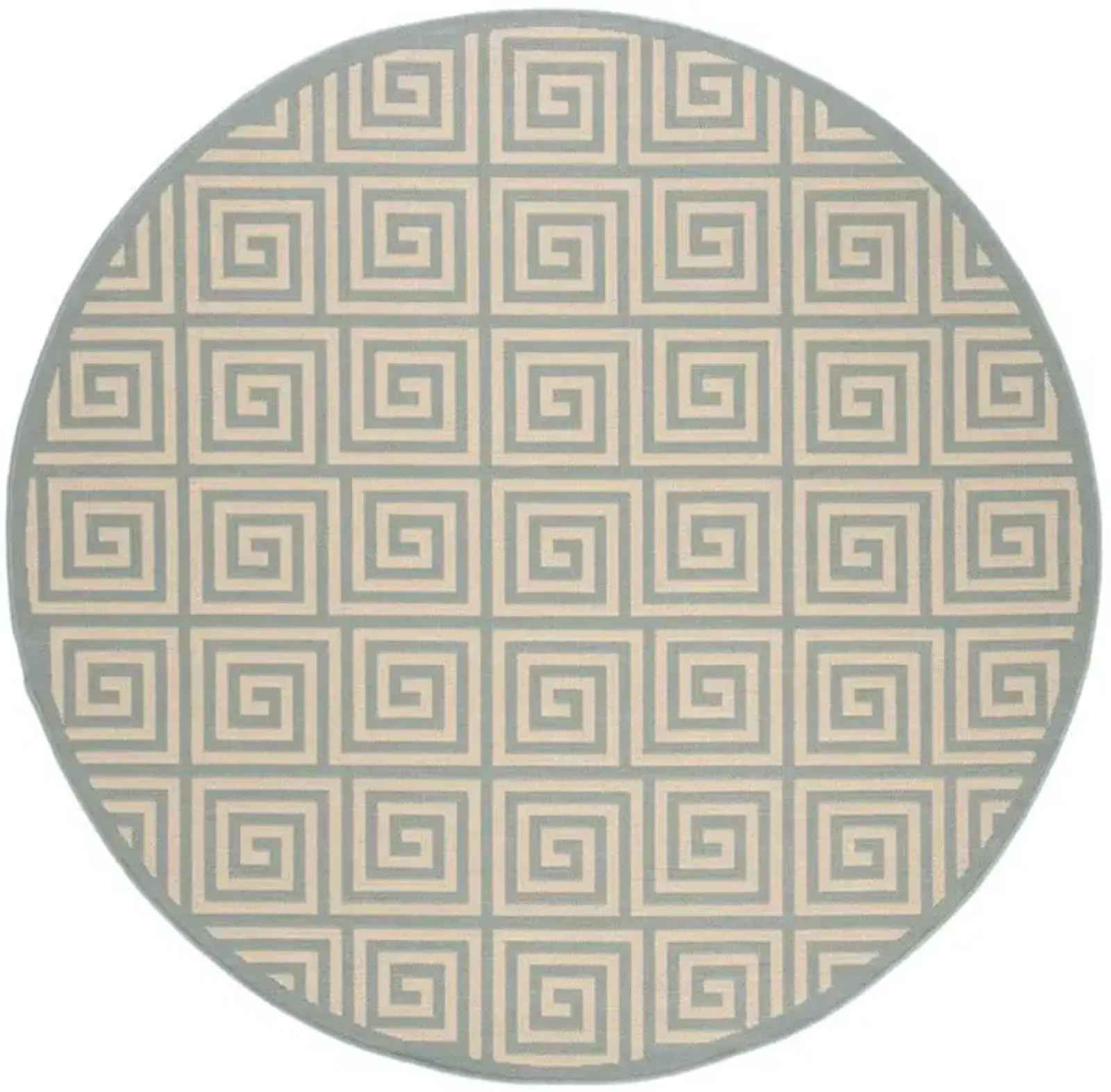 LINDEN 129 Collection LND129L-6R Cream / Aqua 6'-7" X 6'-7" Round