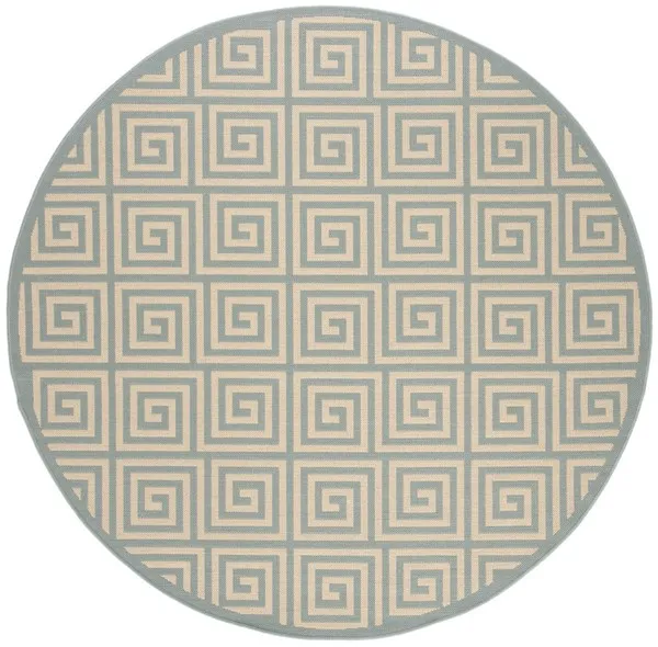 LINDEN 129 Collection LND129L-6R Cream / Aqua 6'-7" X 6'-7" Round