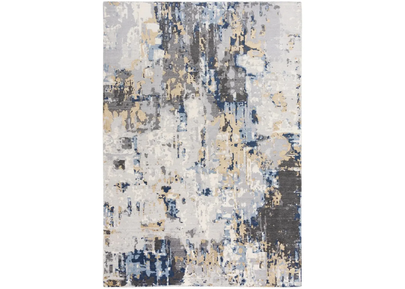 Bolero Blue/Multi Abstract NZ Wool/Tencel Blend 8' x 10' Rectangle Rug