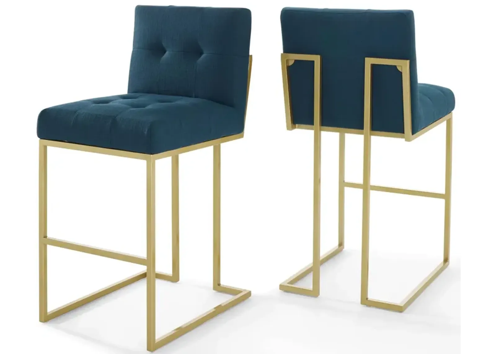 Privy Gold Stainless Steel Performance Velvet Bar Stool Set of 2