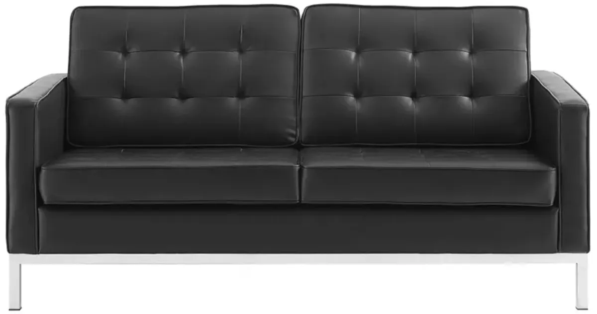 Loft Tufted Upholstered Faux Leather Loveseat