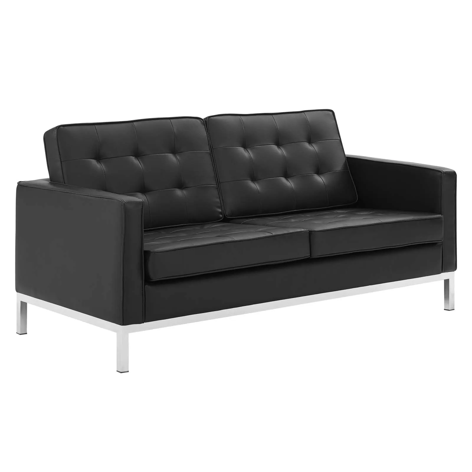 Loft Tufted Upholstered Faux Leather Loveseat