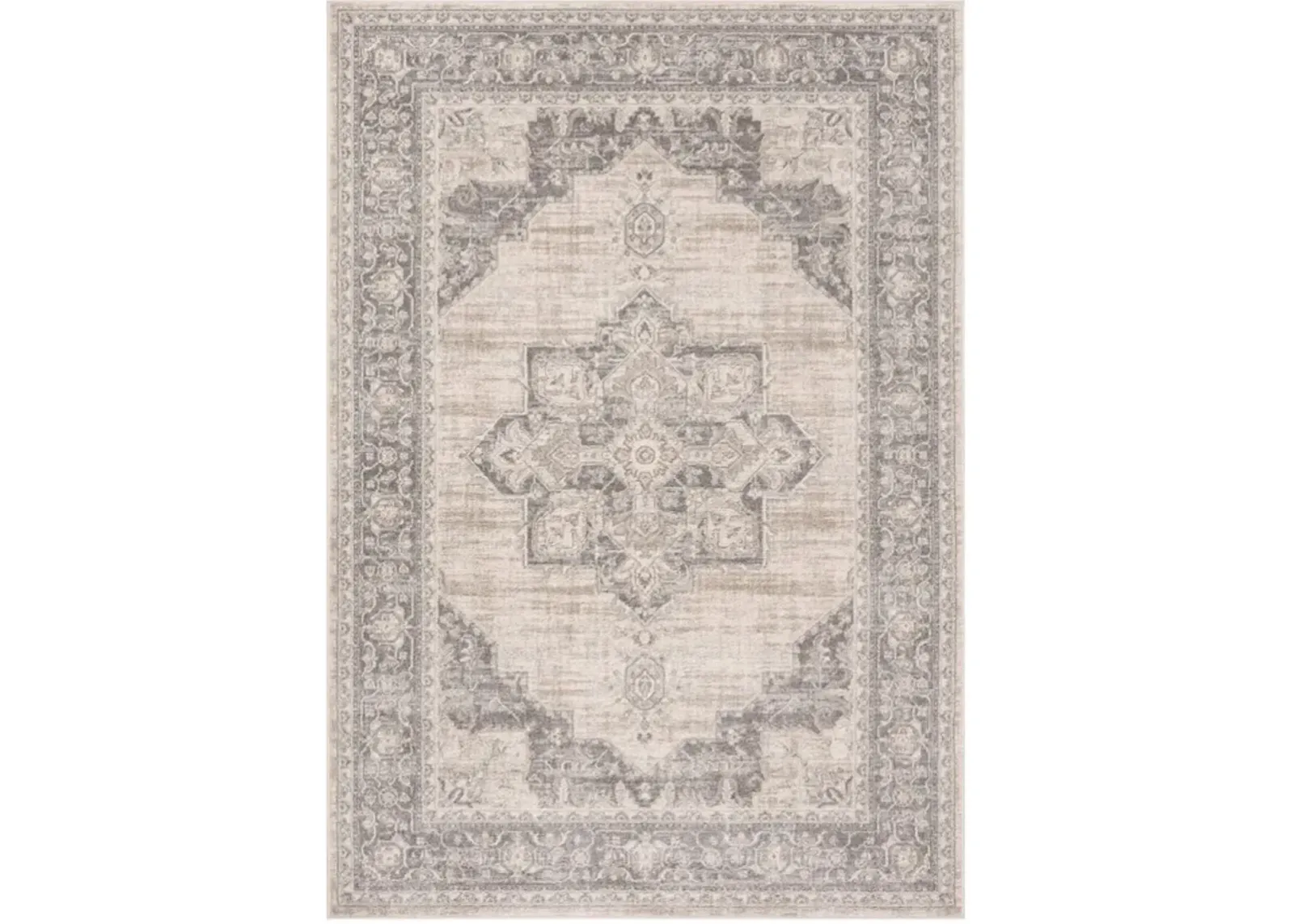 Brentwood 865 Cream / Grey 5'-3" X 7'-6" Medium Rectangle Powerloomed Rug