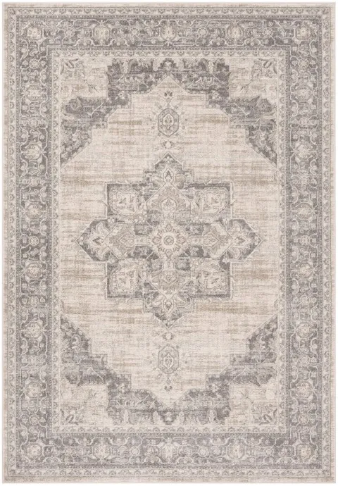 Brentwood 865 Cream / Grey 5'-3" X 7'-6" Medium Rectangle Powerloomed Rug