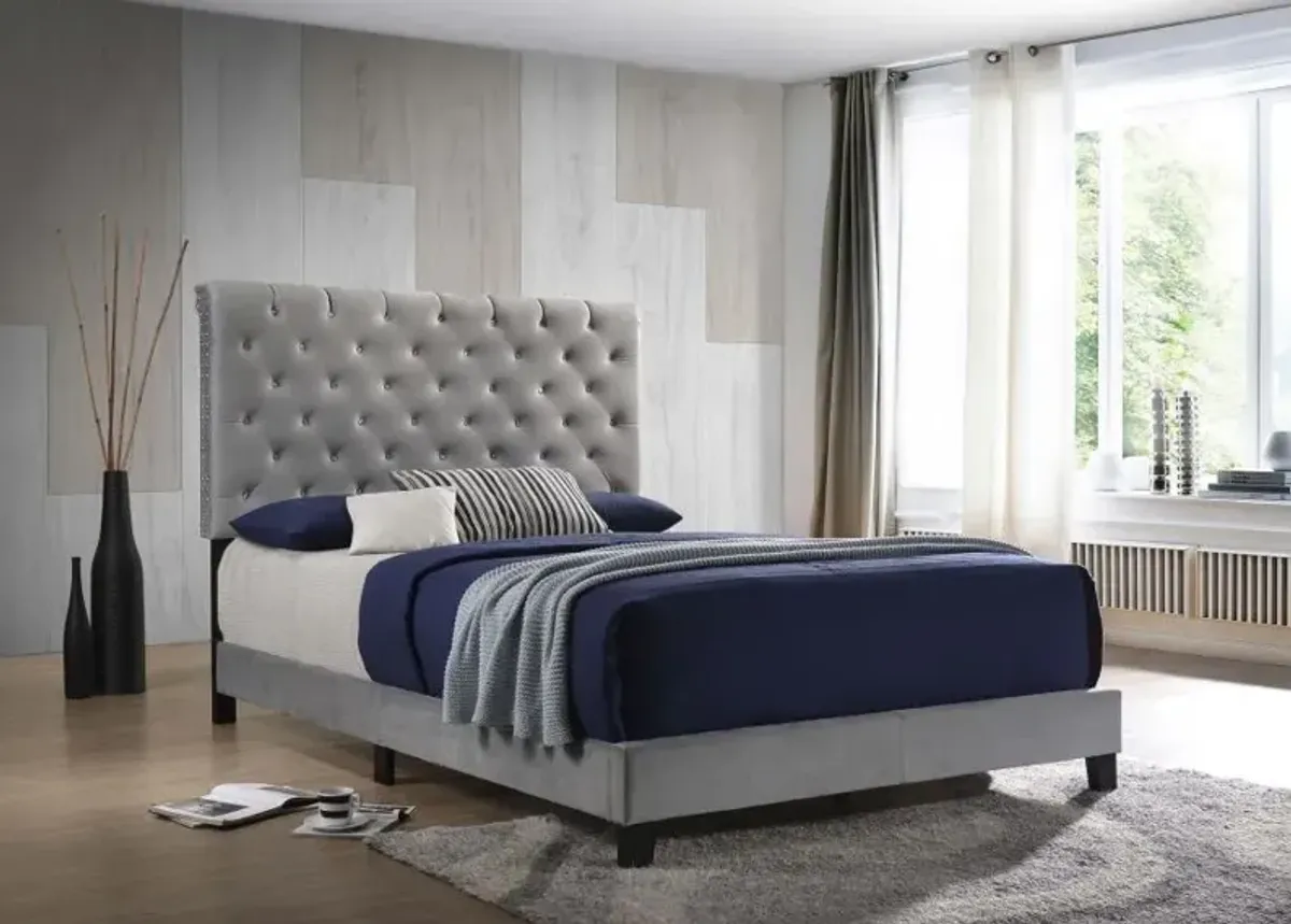 Warner Eastern King Upholstered Bed Grey