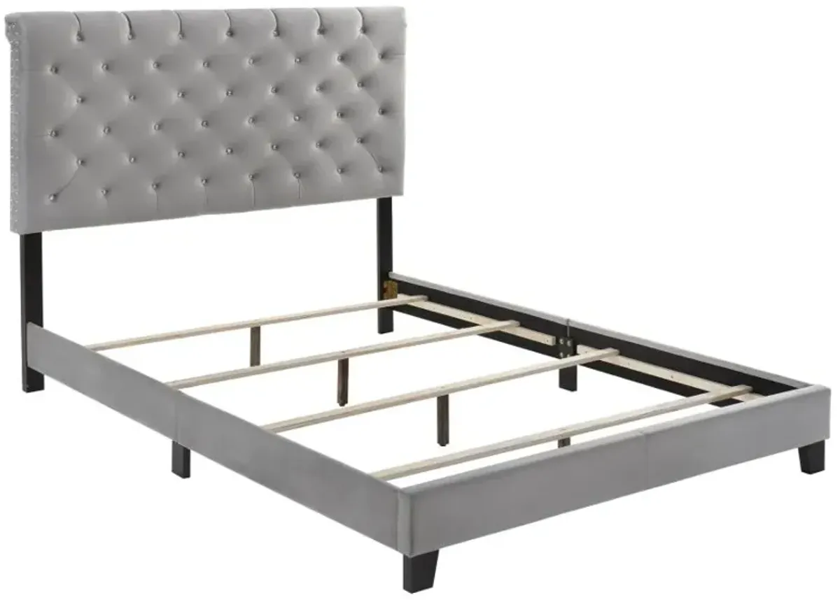 Warner Eastern King Upholstered Bed Grey