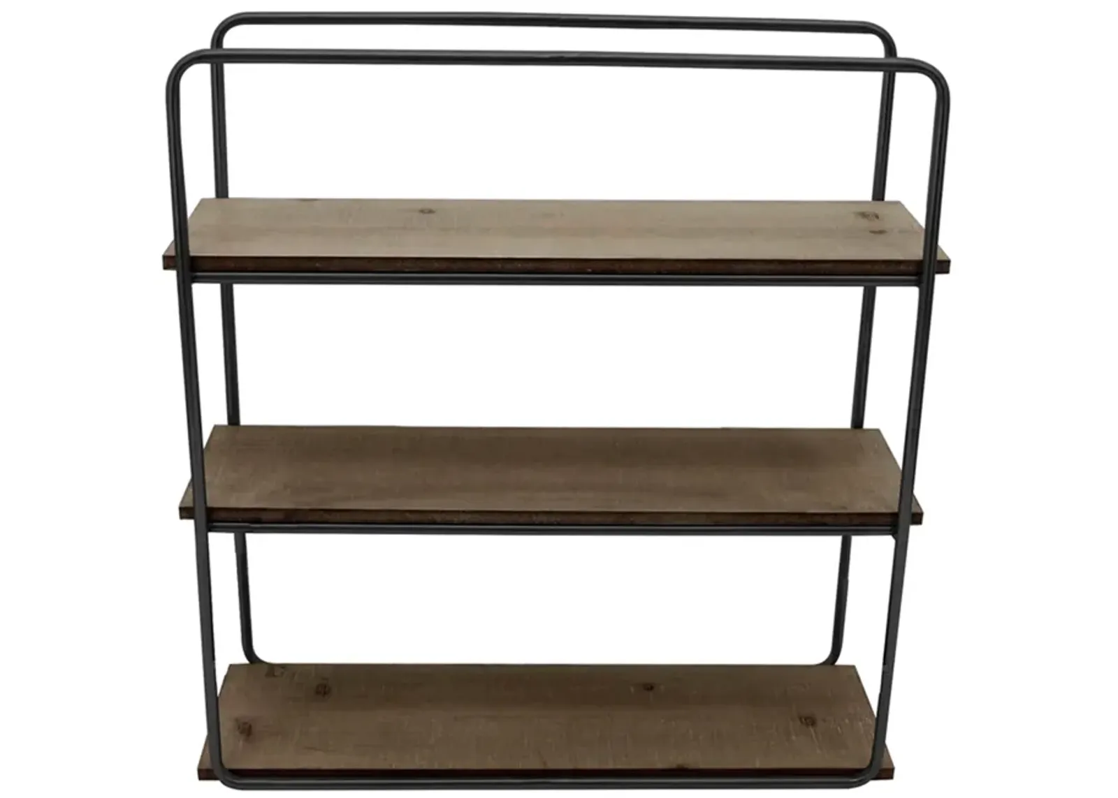 Metal/wood 3 Tier Wall Shelf, Brown/black