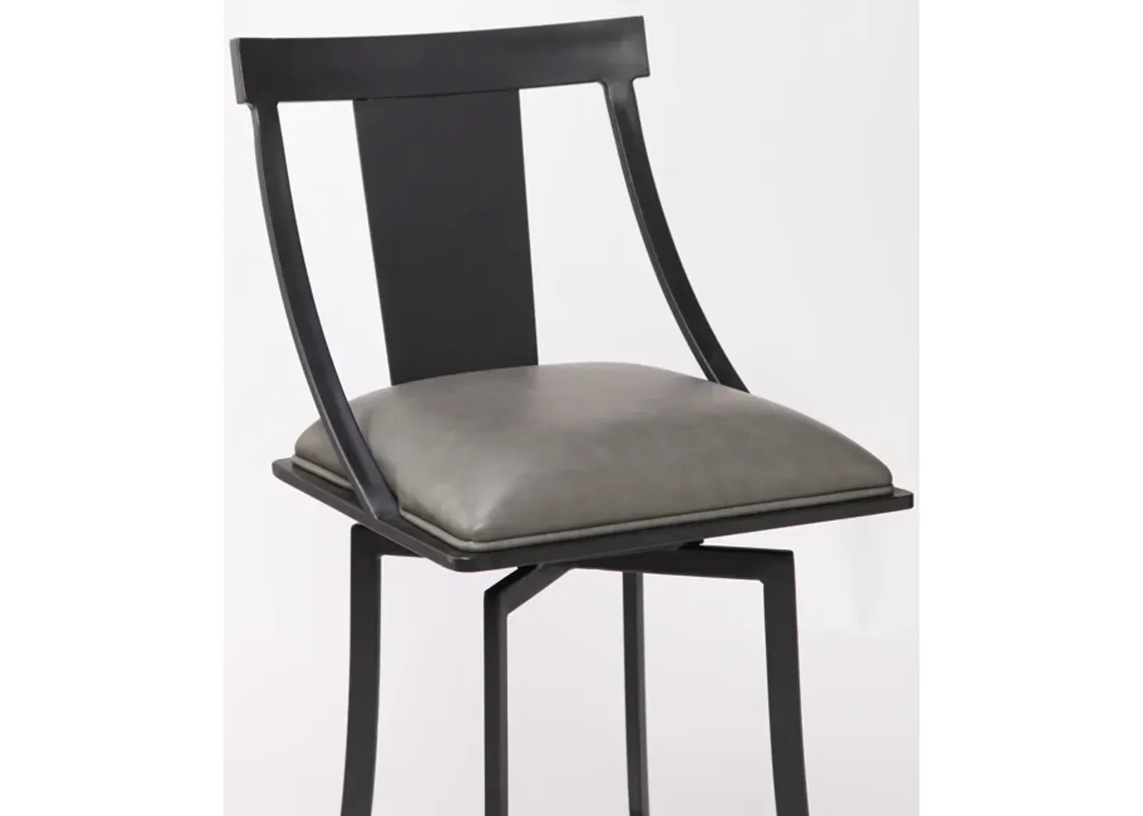 Brisbane Contemporary 30" Bar Height Barstool in Matte Black Finish and Vintage Gray Faux Leather