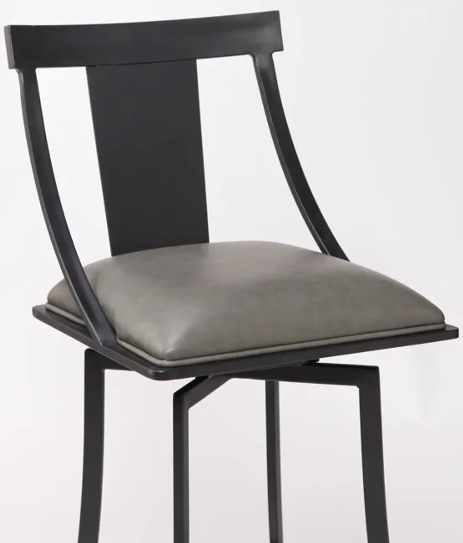 Brisbane Contemporary 30" Bar Height Barstool in Matte Black Finish and Vintage Gray Faux Leather