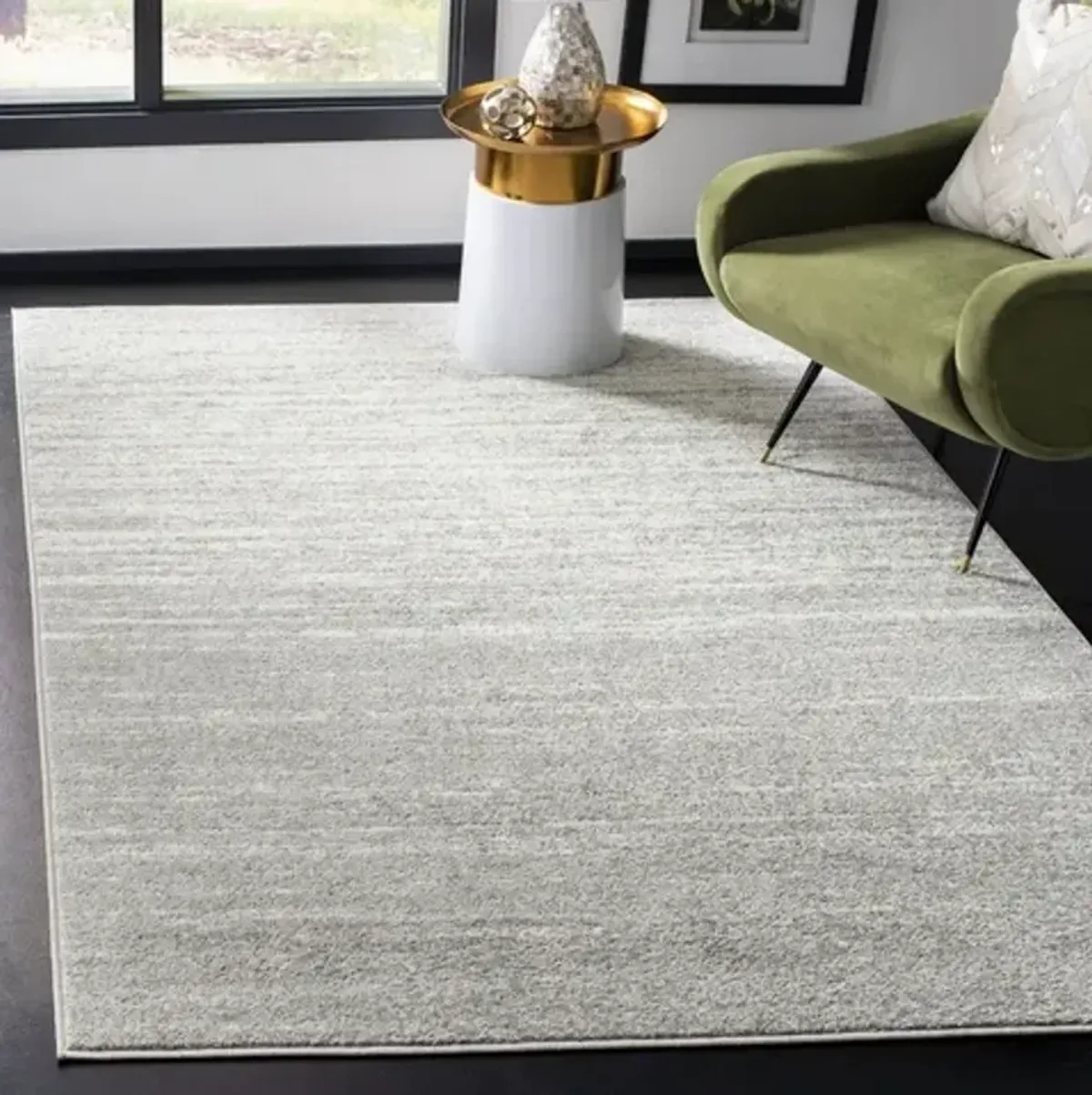 Adirondack Contemporary Light Grey / Grey 2'-6" X 16' Powerloomed Rug