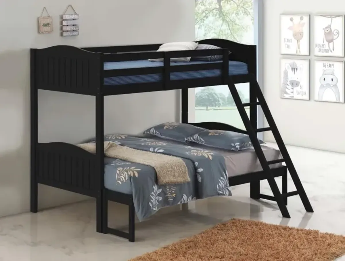 Arlo Twin Over Full Bunk Bed with Ladder Black