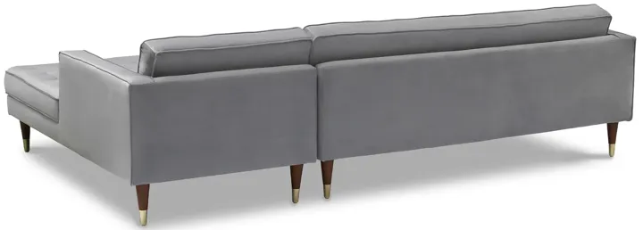 Somerset Gray Velvet Mid Century Modern Right Sectional Sofa