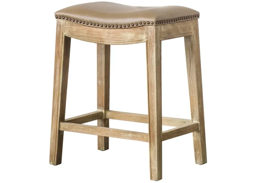 Elmo KD Bonded Leather Counter Stool Weathered Smoke Legs, Vintage Taupe