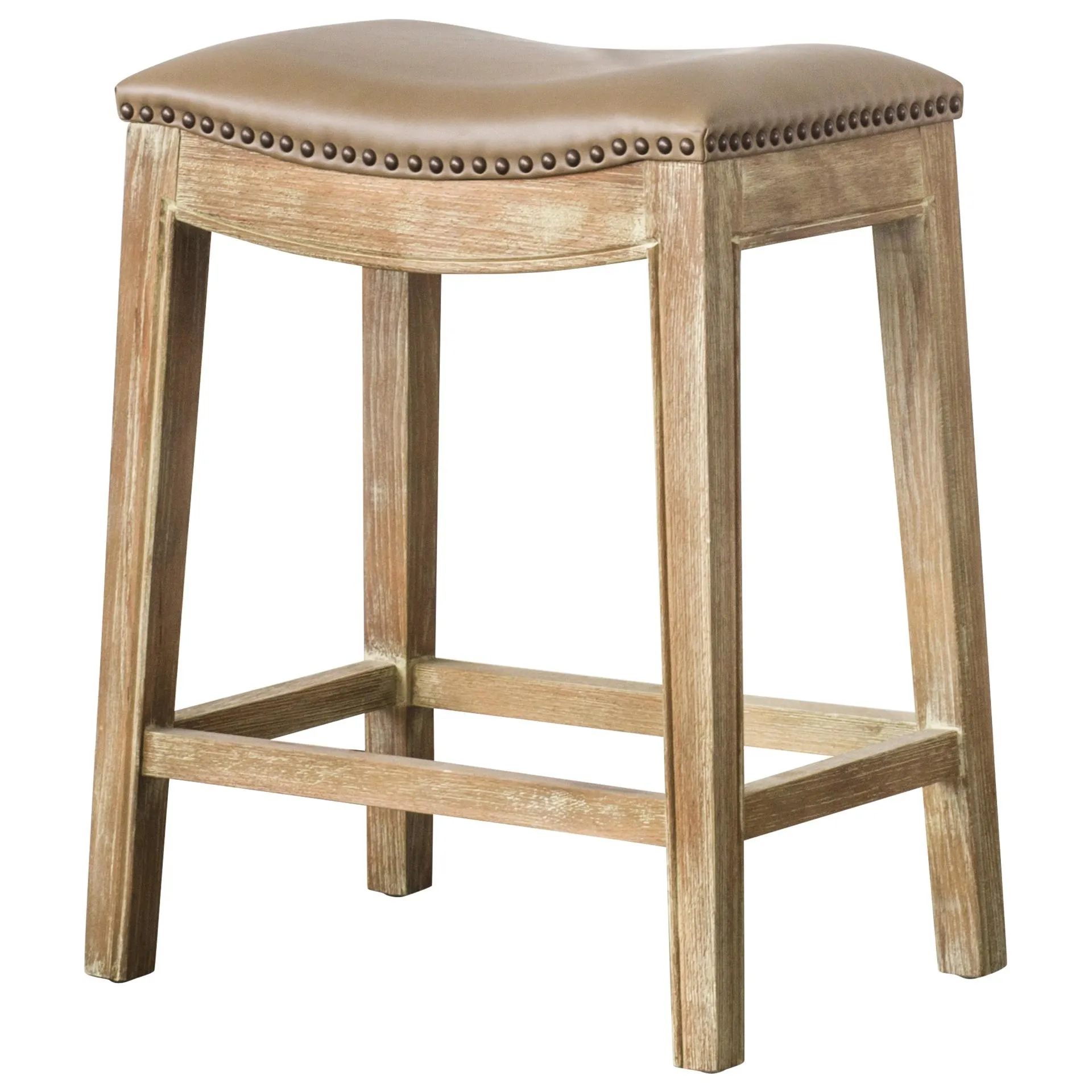 Elmo KD Bonded Leather Counter Stool Weathered Smoke Legs, Vintage Taupe