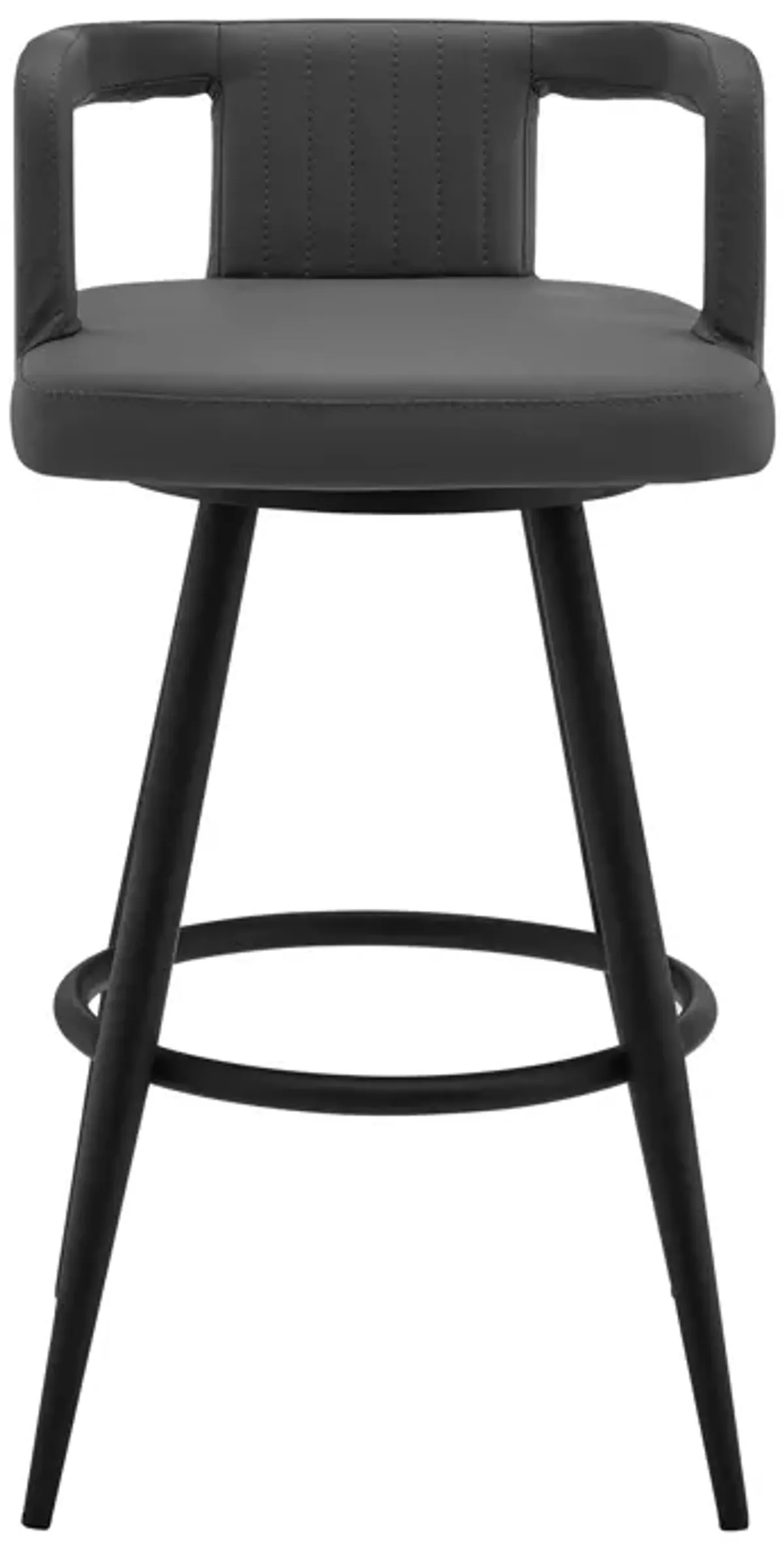 Gabriele 30" Gray Faux Leather and Black Metal Swivel Bar Stool