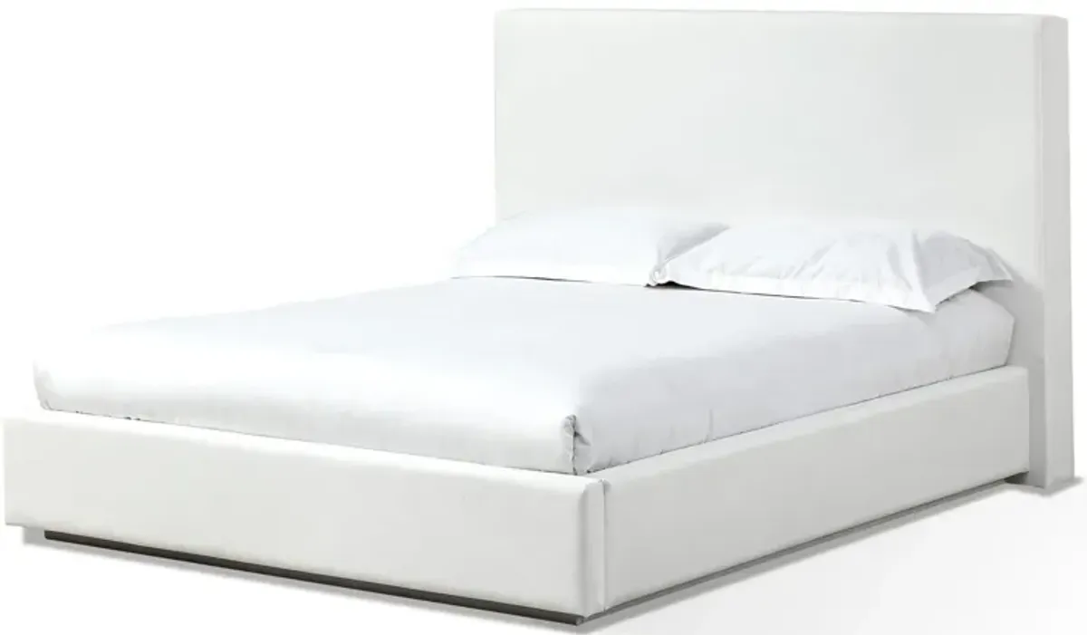 One Upholstered King-size Platform Bed in Pearl