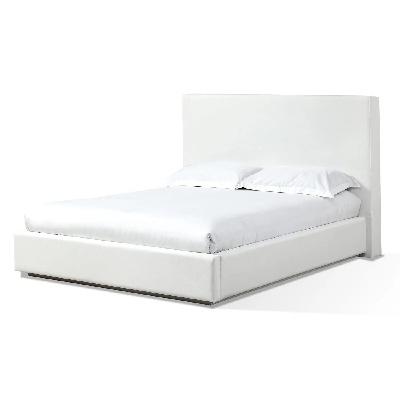 One Upholstered King-size Platform Bed in Pearl