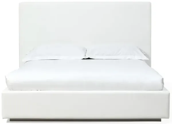 One Upholstered King-size Platform Bed in Pearl