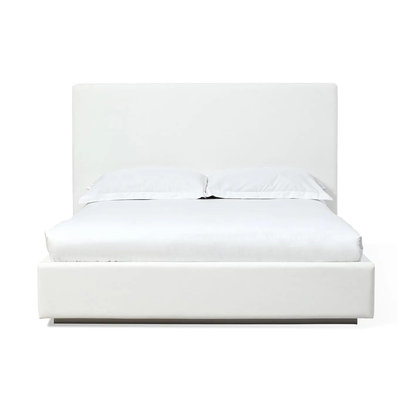 One Upholstered King-size Platform Bed in Pearl