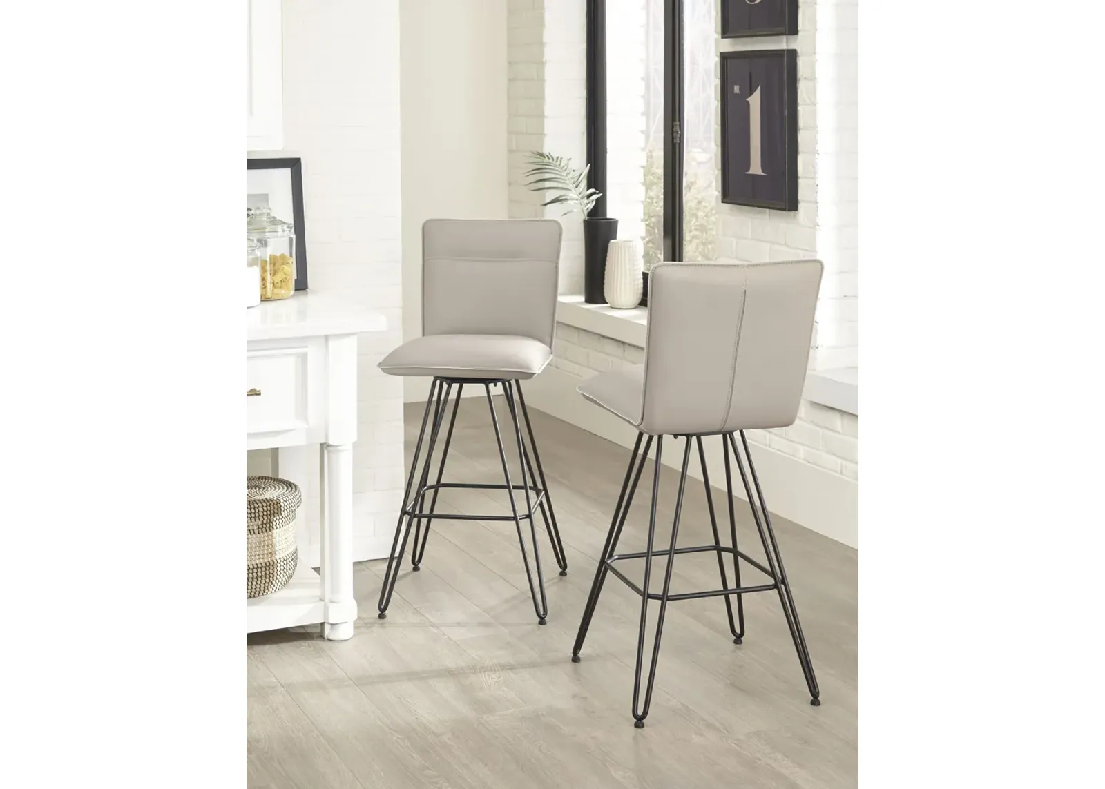 Demi Hairpin Leg Swivel Bar Stool in Taupe