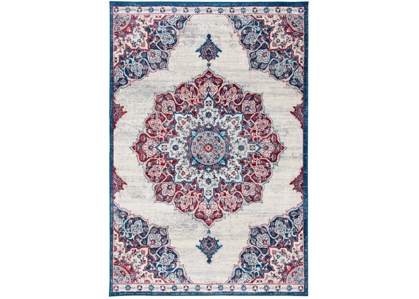 Brentwood 802 Ivory / Red 4' X 6' Small Rectangle Powerloomed Rug