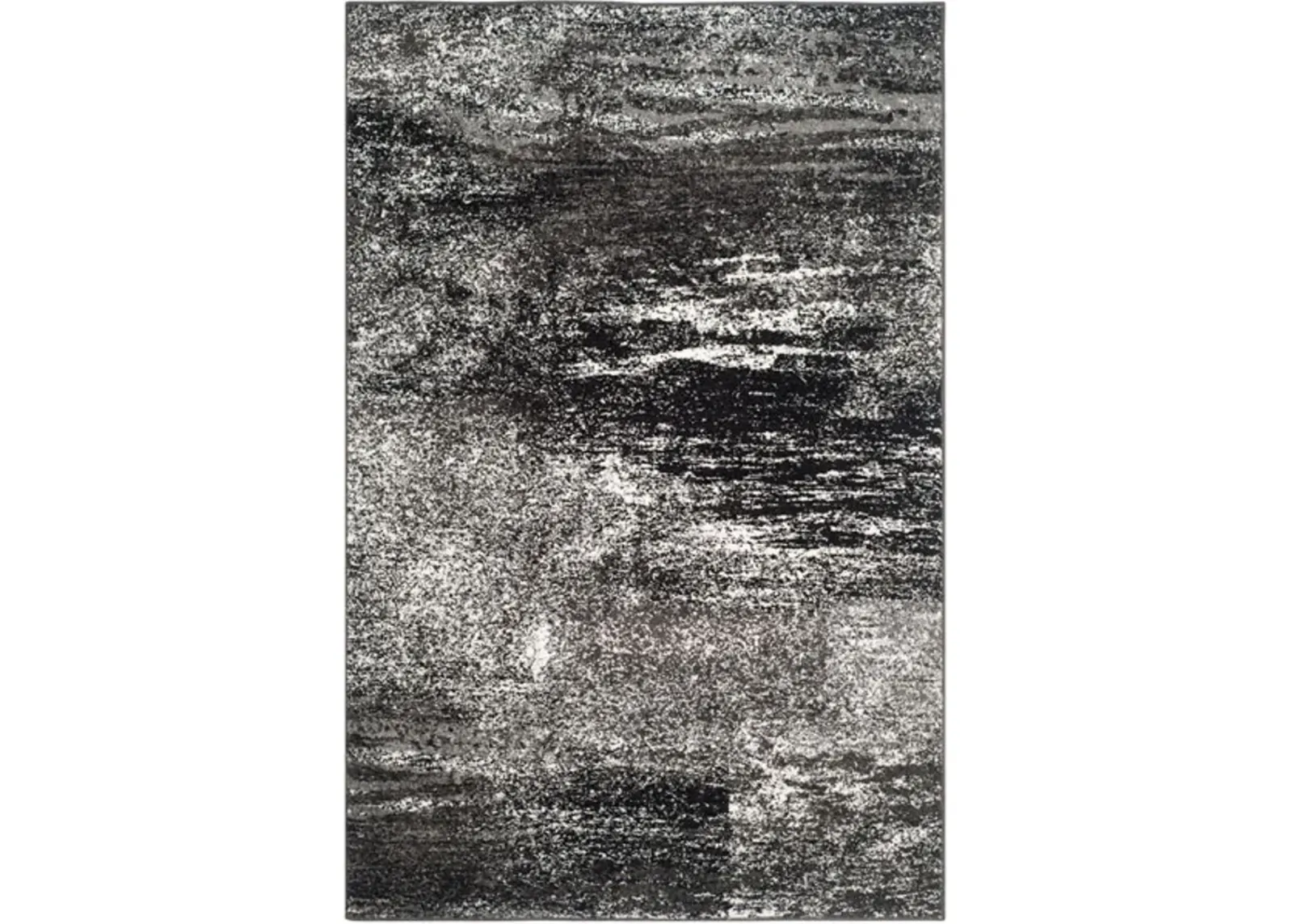 Adirondack Contemporary Silver / Black 6' X 9' Powerloomed Rug