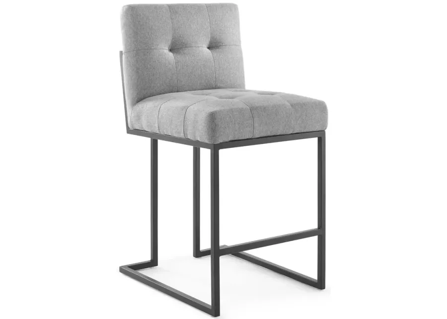 Privy Black Stainless Steel Upholstered Fabric Counter Stool