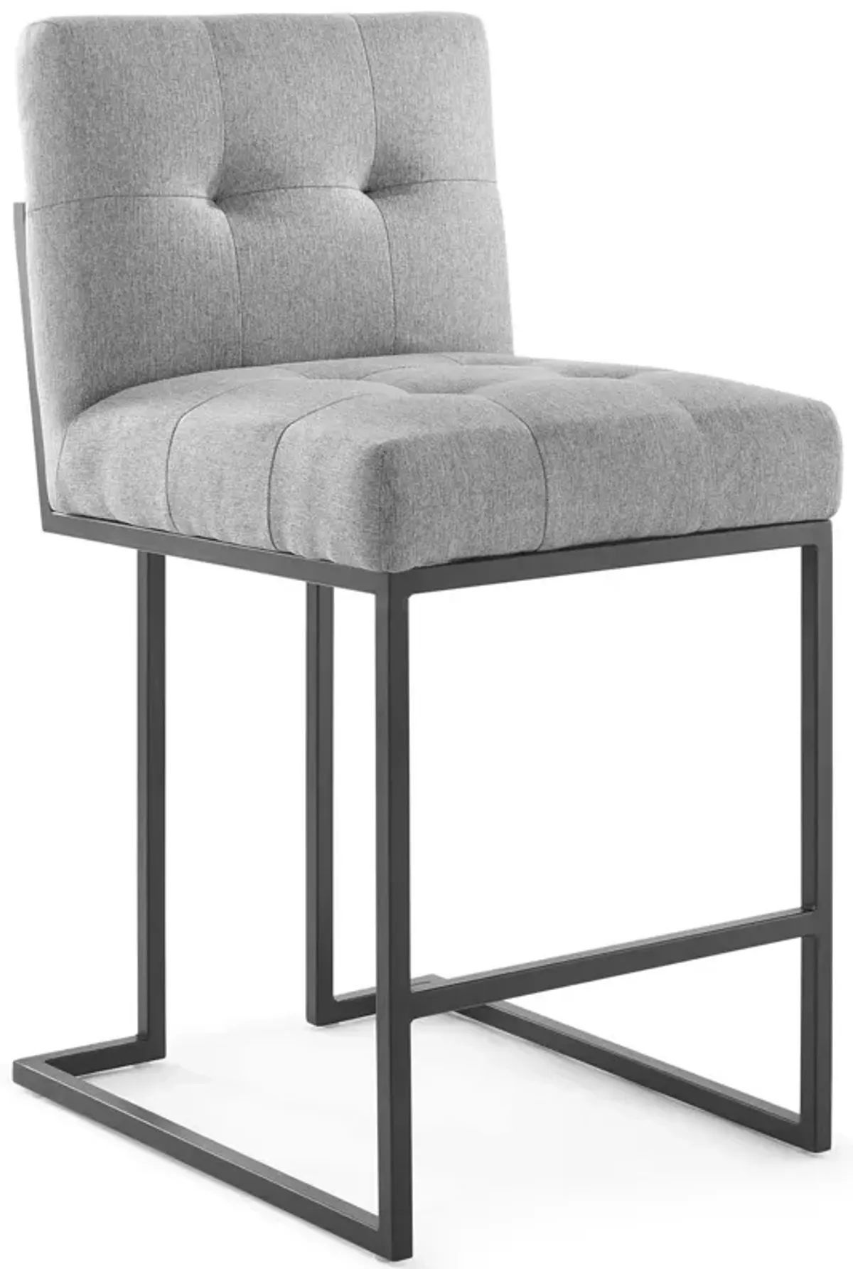 Privy Black Stainless Steel Upholstered Fabric Counter Stool