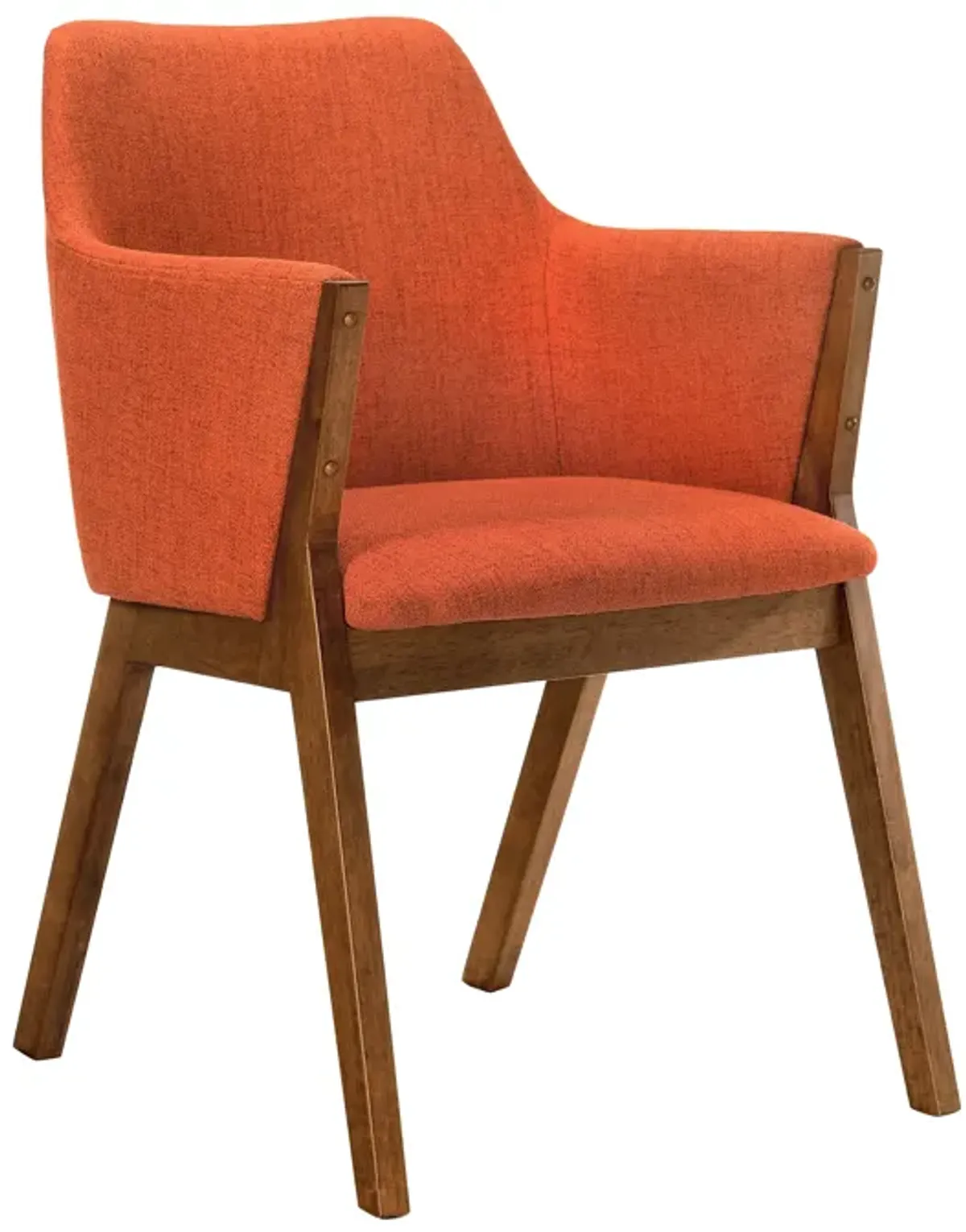 Renzo Orange Fabric and Walnut Wood Dining Side Chairs - Set of 2