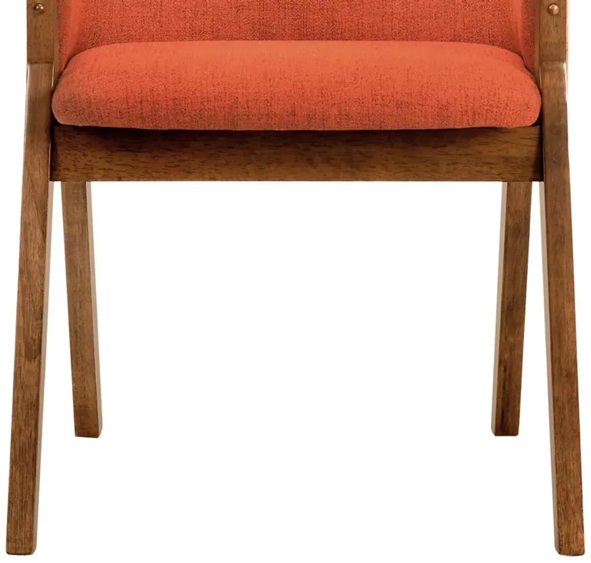 Renzo Orange Fabric and Walnut Wood Dining Side Chairs - Set of 2