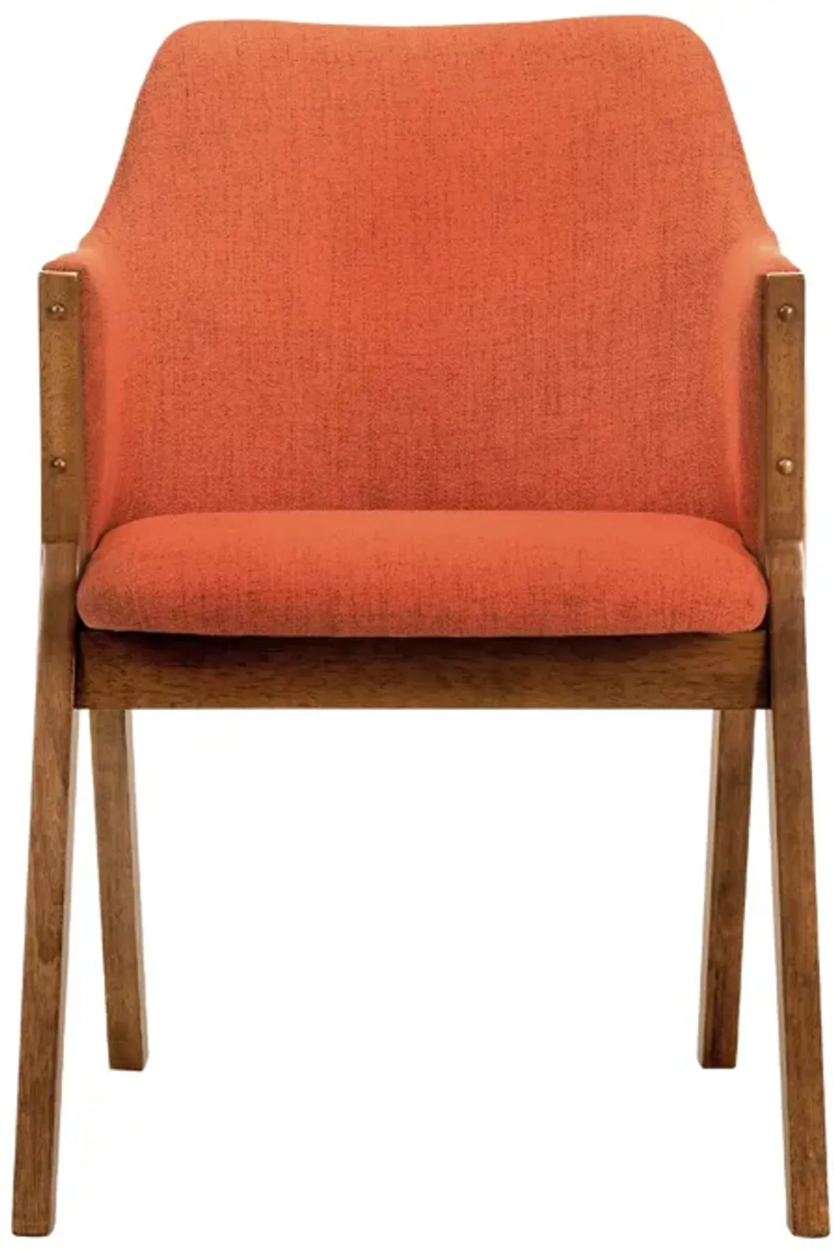 Renzo Orange Fabric and Walnut Wood Dining Side Chairs - Set of 2