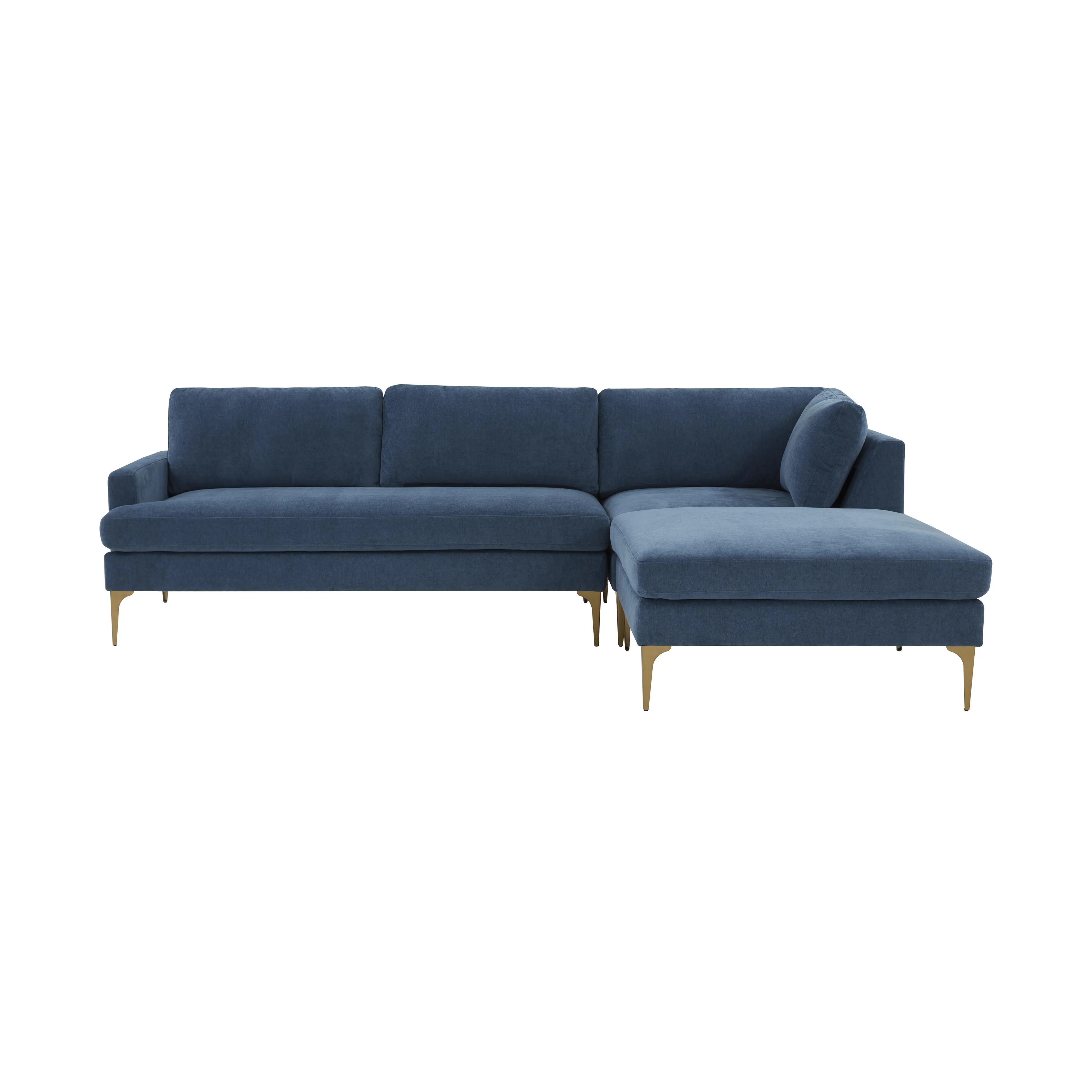 Serena Blue Velvet RAF Chaise Sectional