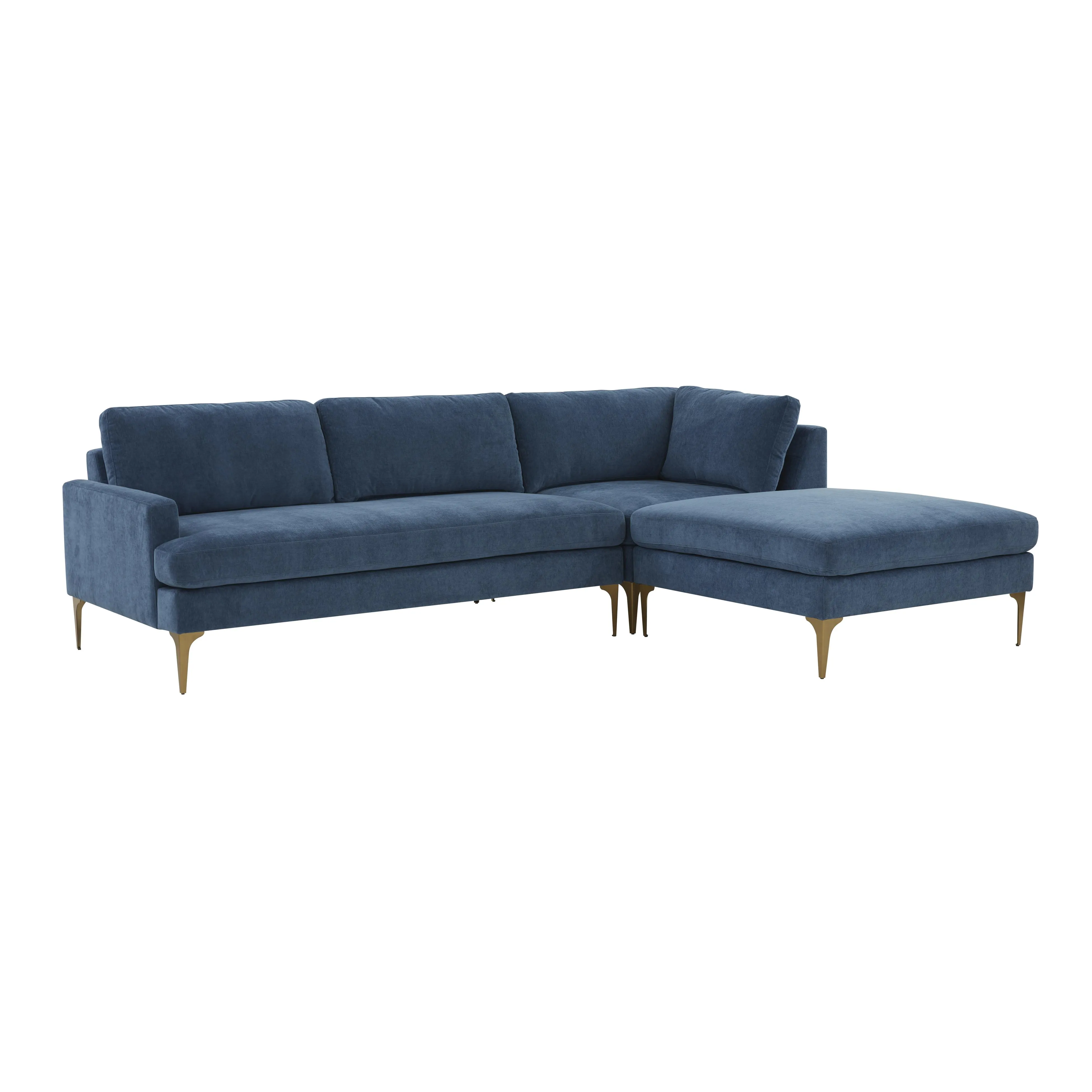 Serena Blue Velvet RAF Chaise Sectional