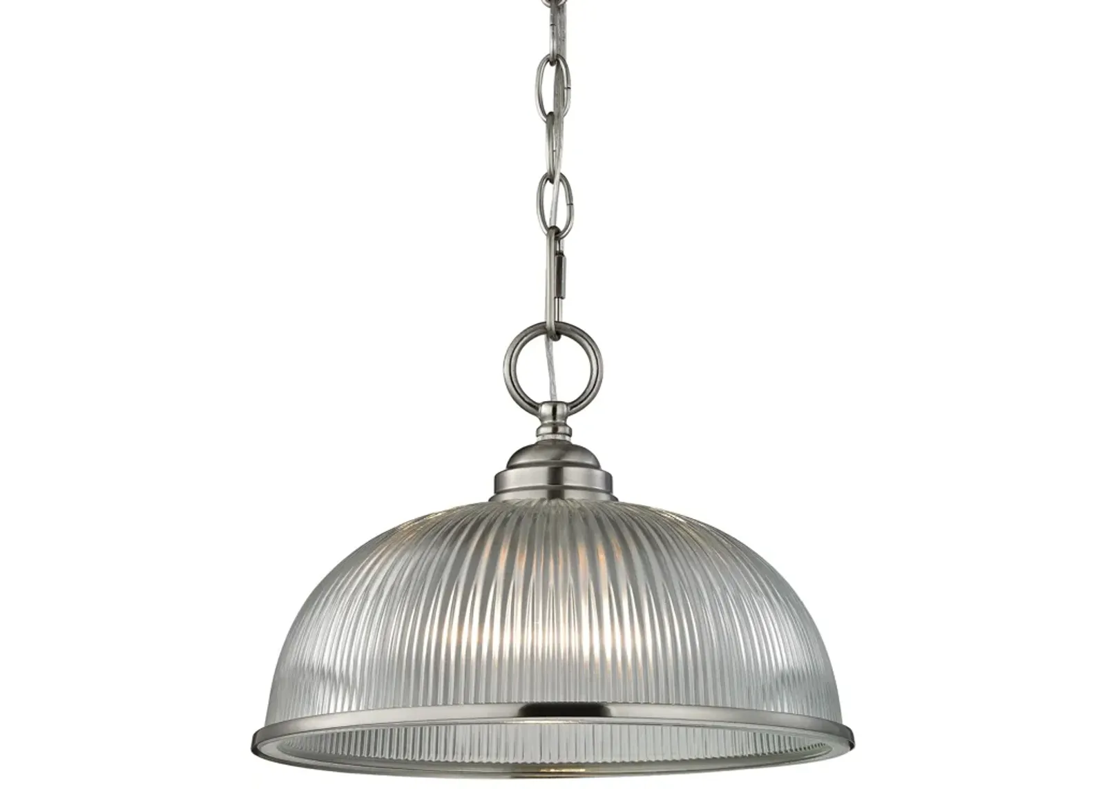 Liberty Park 1-Light Mini Pendant in Brushed Nickel with Prismatic Clear Glass