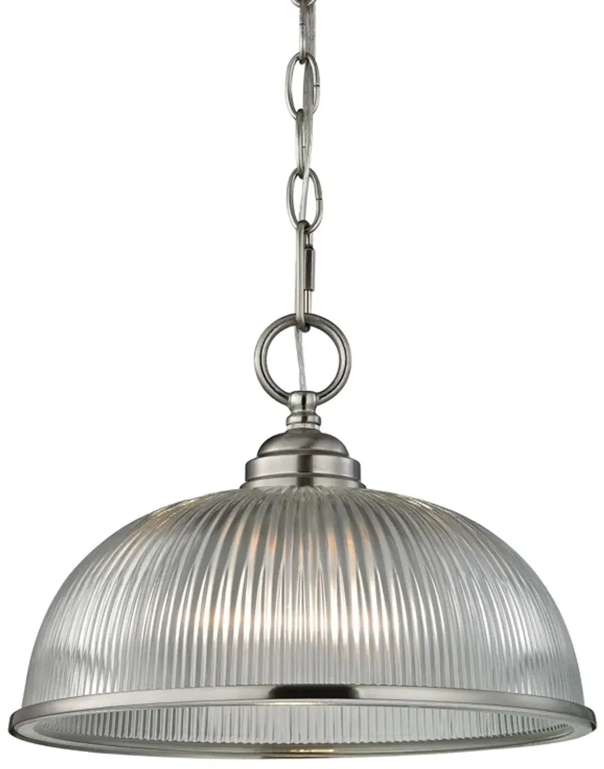 Liberty Park 1-Light Mini Pendant in Brushed Nickel with Prismatic Clear Glass