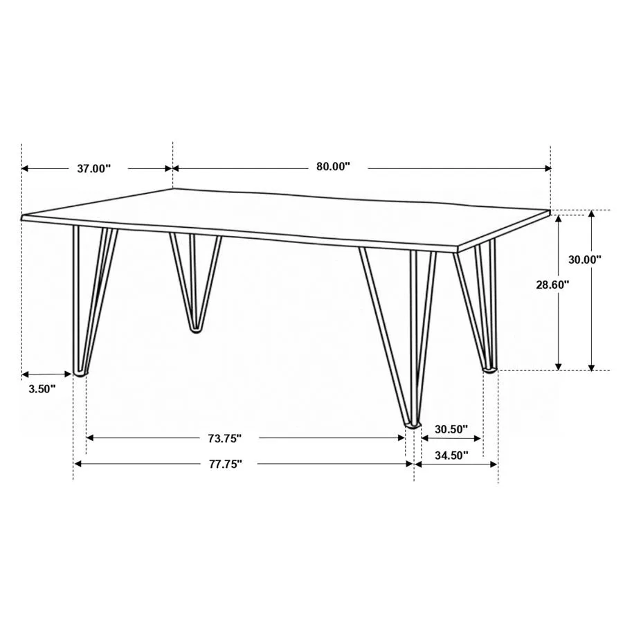 Neve Live-edge Dining Table with Hairpin Legs Sheesham Grey and Gunmetal