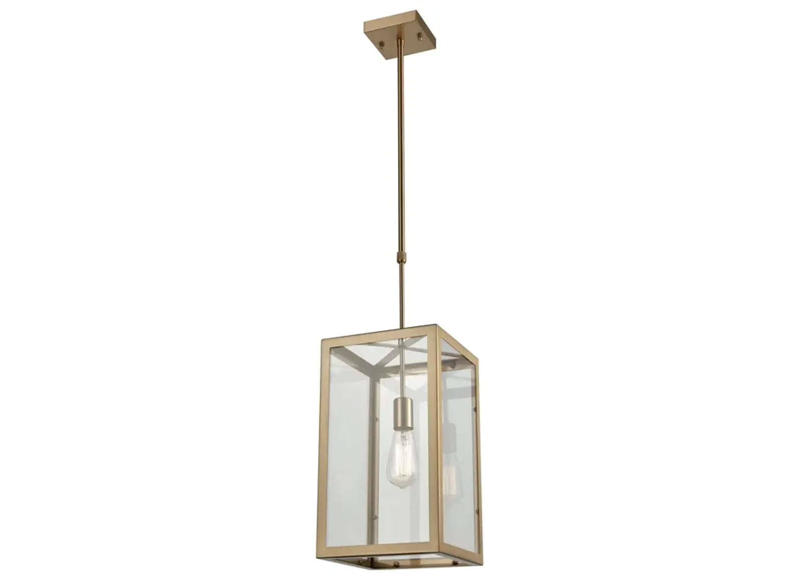 Parameters 1-Light Chandelier in Satin Brass with Clear Glass