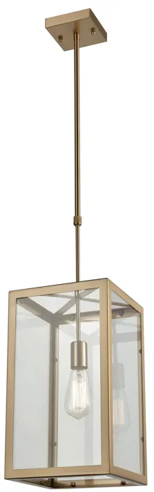 Parameters 1-Light Chandelier in Satin Brass with Clear Glass