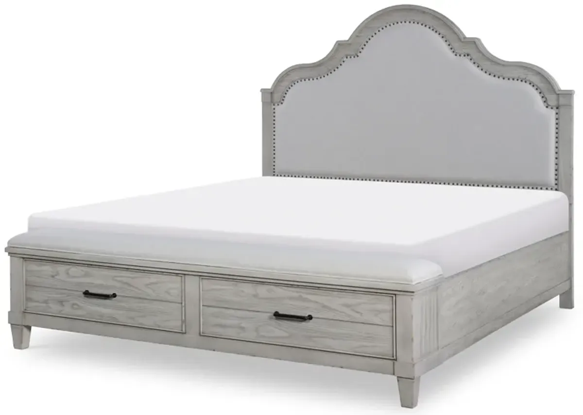 Belhaven Upholstered Panel Bed With storage Footboard King 66