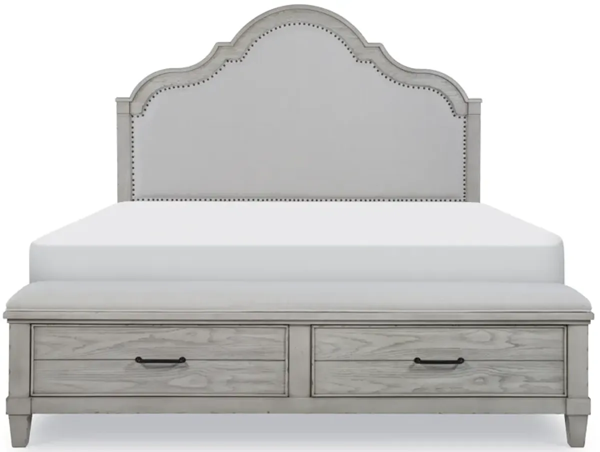 Belhaven Upholstered Panel Bed With storage Footboard King 66