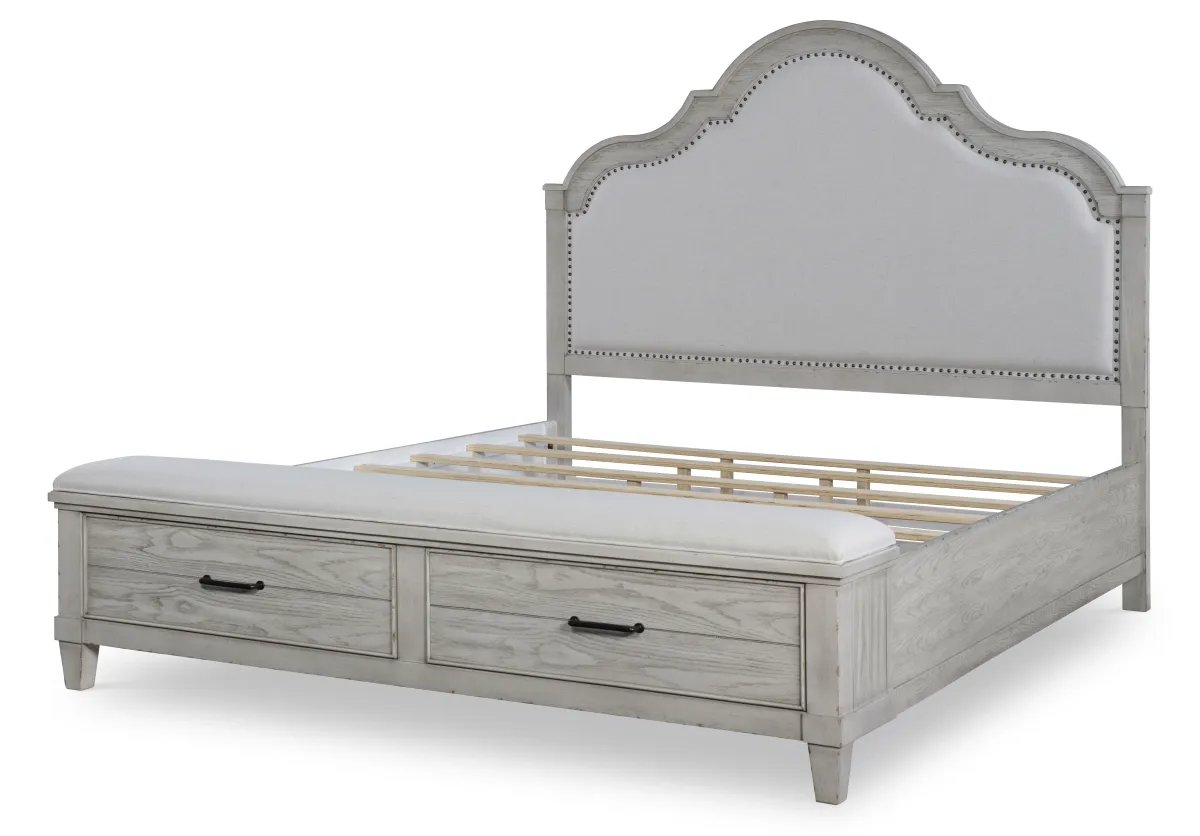 Belhaven Upholstered Panel Bed With storage Footboard King 66