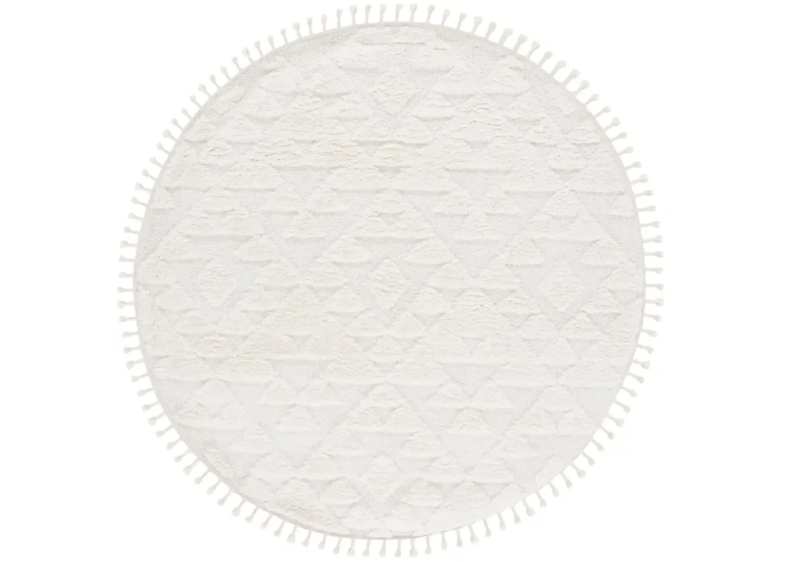 MOROCCAN TASSEL SHAG 688 IVORY 5'-3' x 5'-3' Round Round Rug