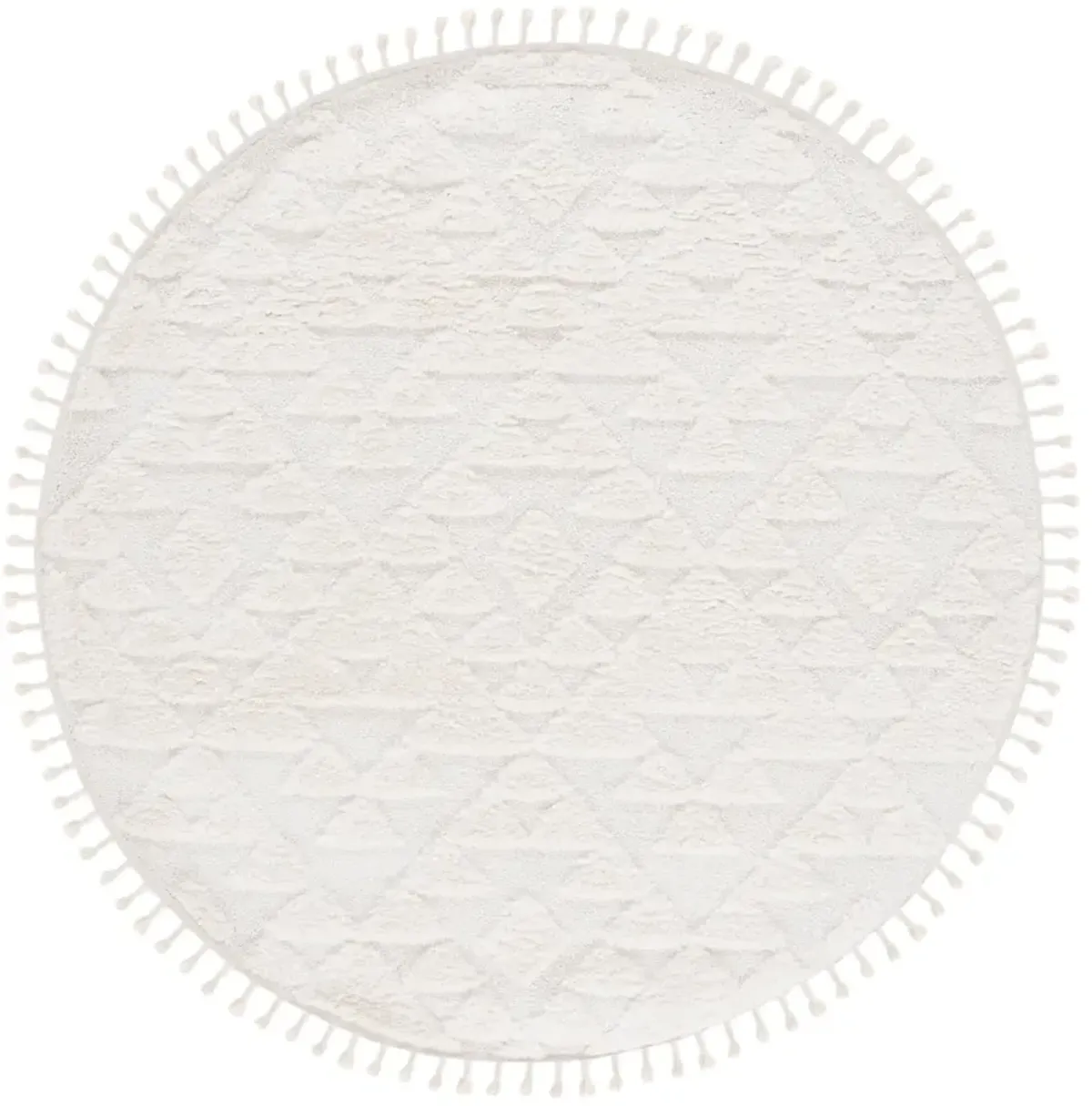 MOROCCAN TASSEL SHAG 688 IVORY 5'-3' x 5'-3' Round Round Rug