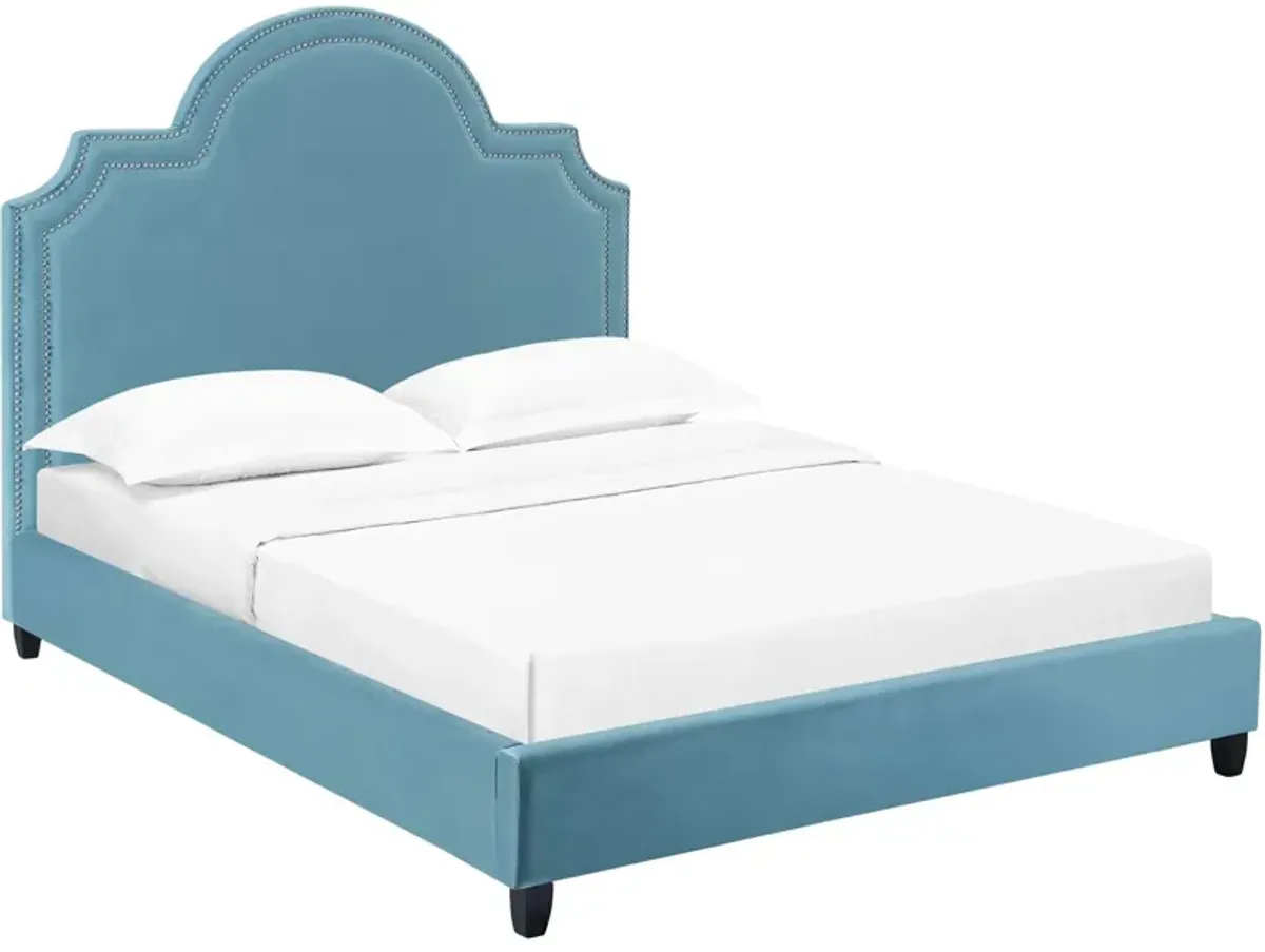 Primrose Queen Performance Velvet Platform Bed