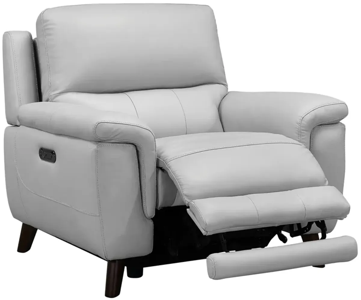 Lizette Dove Gray Leather Power Recliner 3 Piece Living Room Set with USB